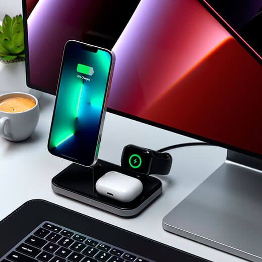 Новинка док-станция Satechi 3 in 1 Magnetic Wireless Cgarging Stand для iPhone | AirPods | Apple Watch