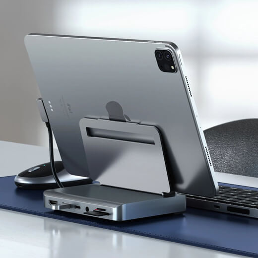 Оптимальний кут нахилу і безпеку з хабом-підставкою Satechi Aluminum Stand & Hub Space Grey для iPad | MacBook