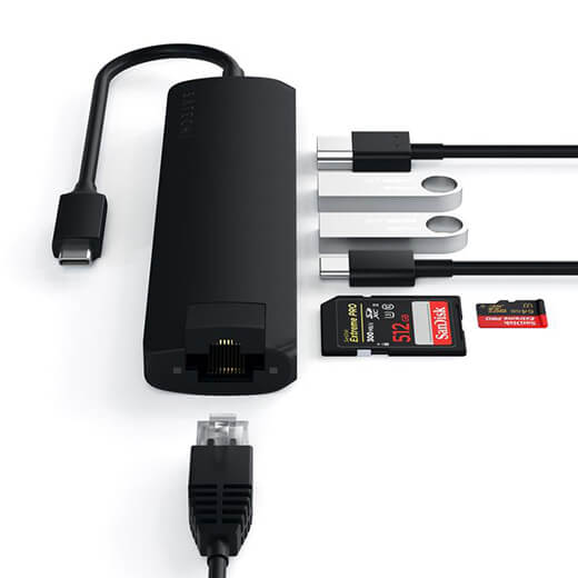 Хаб Satechi USB-C Slim Multi-Port Erhernet Adapter для iPad Pro/MacBook Air/Pro