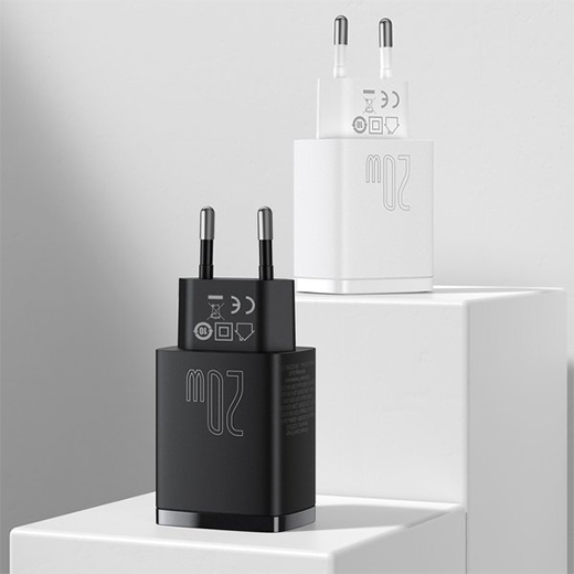 Зарядний пристрій Baseus Compact Quick Charger QC + PD Type-C + USB 20W Black