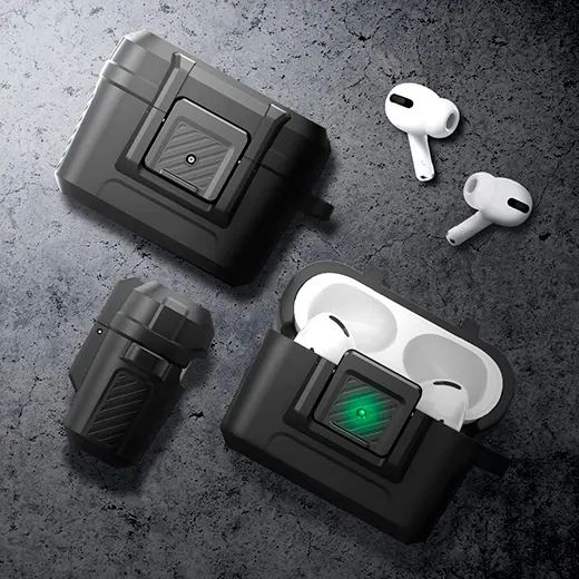 Полностью функционалньый противоударный чехол Spigen Case Lock Fit Matte Black для AirPods Pro