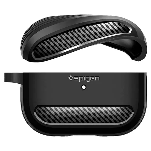 Противоударный чехол с карабином Spigen Rugged Armor Matte Black для AirPods Pro 2 купить
