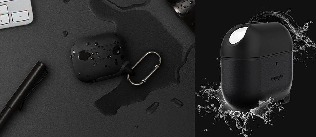Водонепроницаемый чехол с карабином Spigen Slim Armor IP Black для AirPods Pro