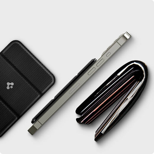 Кожаный чехол-бумажник с подставкой Spigen Smart Fold MagSafe для iPhone 14 | 13 | 12