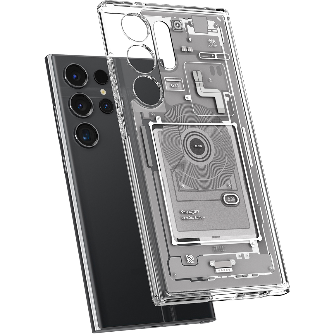 Чохол Spigen Ultra Hybrid для Galaxy S24 Ultra, біло-сірий з малюнком