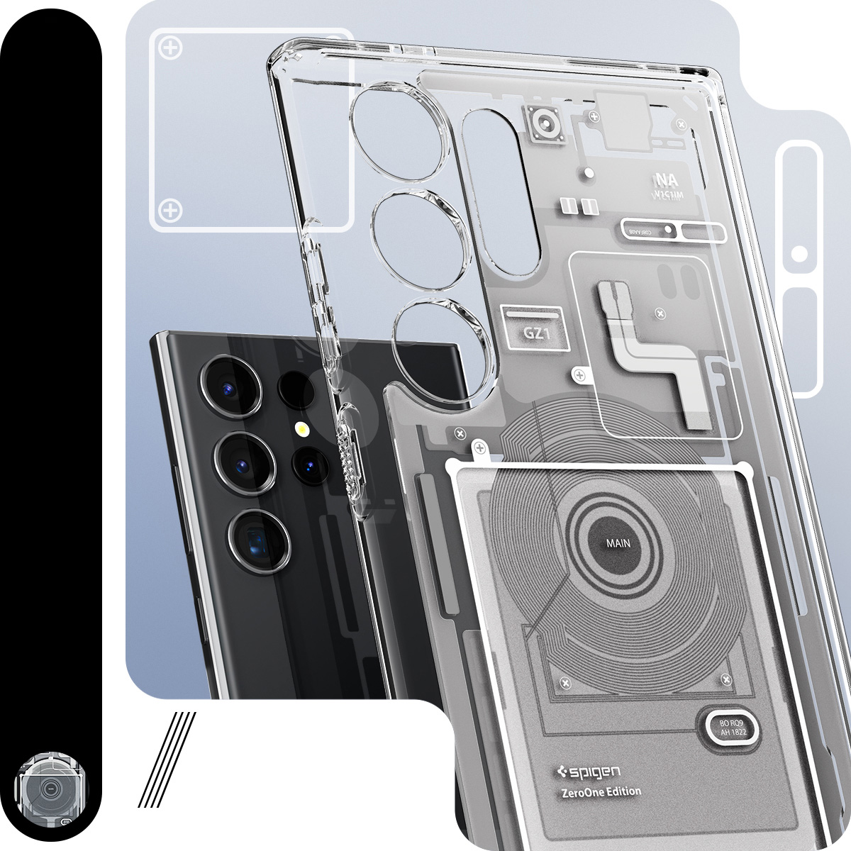 Чохол Spigen Ultra Hybrid для Galaxy S24 Ultra, біло-сірий з малюнком