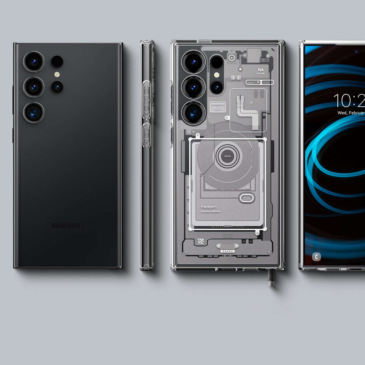 Чохол Spigen Ultra Hybrid для Galaxy S24 Ultra, біло-сірий з малюнком