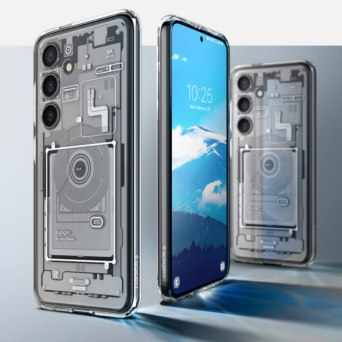 Чохол Spigen Ultra Hybrid для Galaxy S24, біло-сірий з малюнком