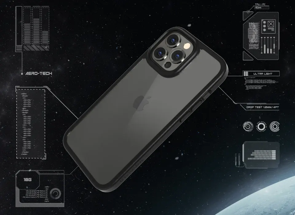 Противоударный чехол SwitchEasy Aero+ Ultra-Light Shockproof Case MagSafe Clear Black для iPhone 14 Pro купить