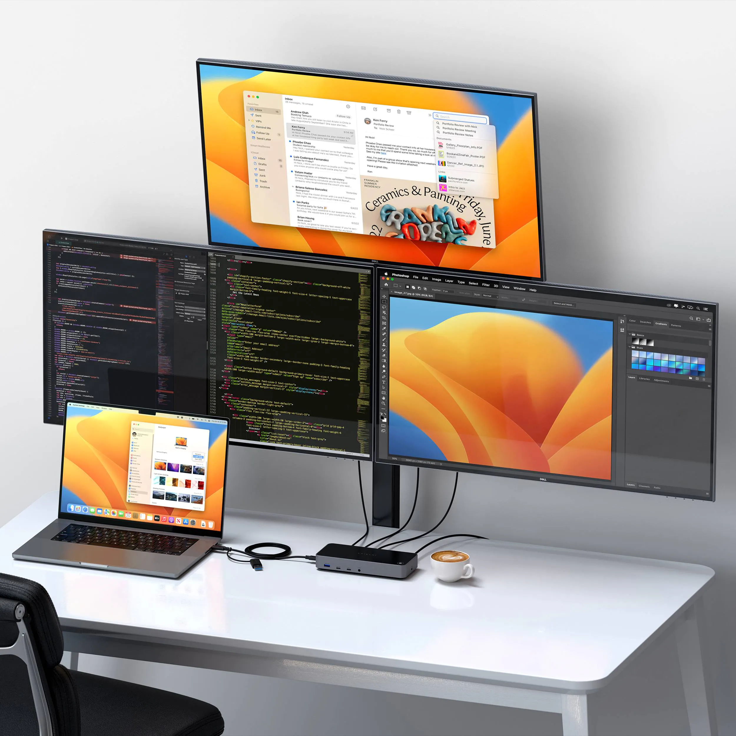 Док-станция 13-в-1 USB-C Satechi Triple 4K Docking Station с поддержкой 3 мониторов 4K портами 100W PD, 2 DisplayPort, 3 HDMI, 4 USB-C, USB-A, Gigabit Ethernet, Audio Jack для iPad | MacBook | Windows