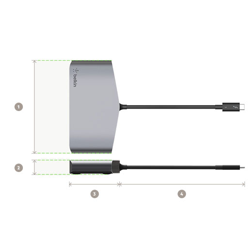 USB-C Хаб Thunderbolt™ 3 Dock Mini HD 5 в 1 HDMI 4K x2 | USB-A 3.0 | USB-A 2.0 | Gigabit Ethernet для MacBoook