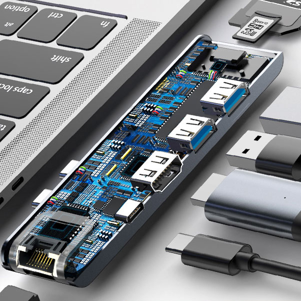 Хаб USB-C для MacBook Pro/Air Baseus Thunderbolt C+Pro 7 в 1 Smart