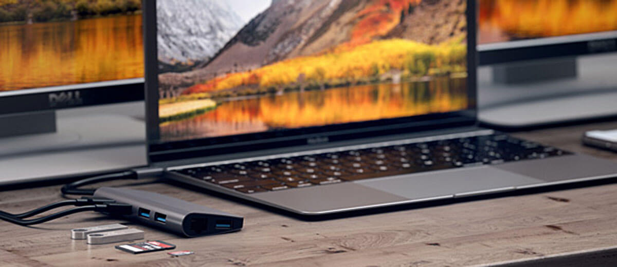 Хаб USB-C для MacBook Pro / Air Satechi Aluminum Multimedia Adapter 9 в 1 Space Gray