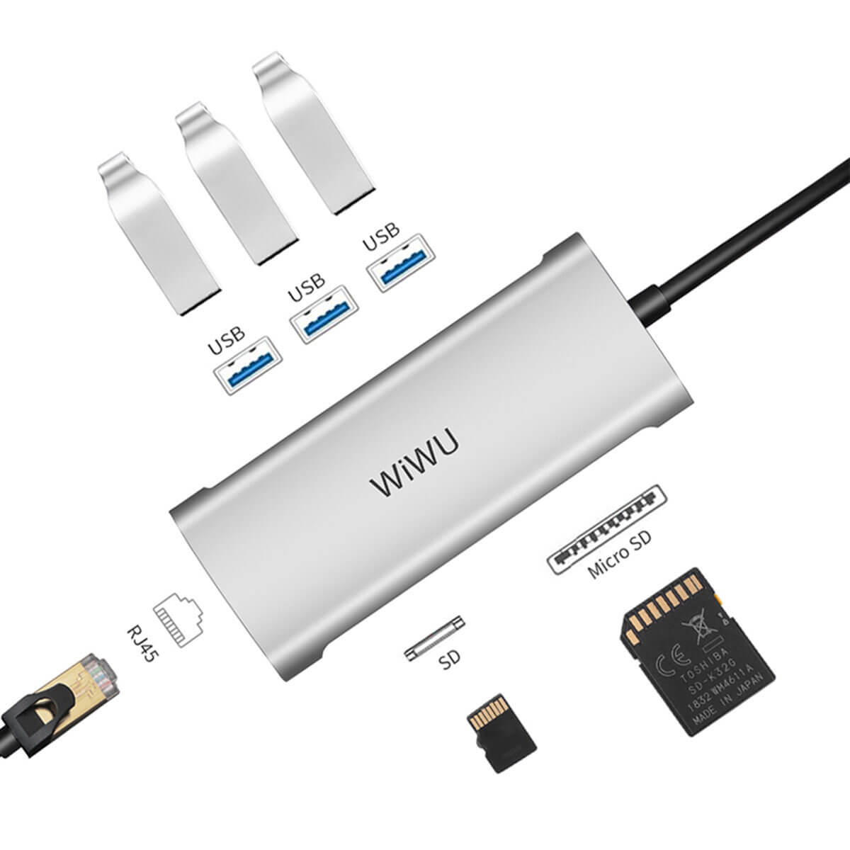 Хаб USB-C для MacBook Pro /Air Wiwu Alpha 6 в 1 
