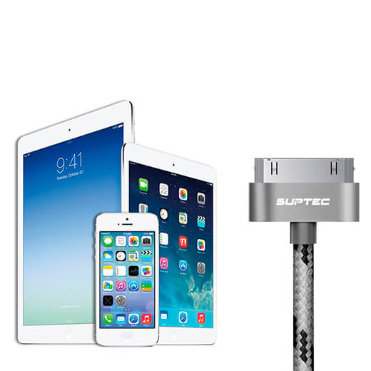 Зарядний кабель iLoungeMax Suptec 30-pin для USB Type-A Gray для iPhone 4 | 4S | iPad 3 | 2 | iPod (1m.) купити