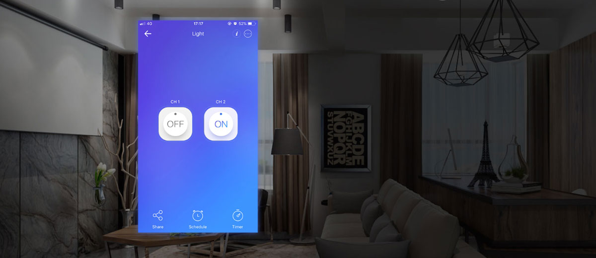 Беспроводное двухканальное Wi-Fi реле Sonoff HomeKit Dual R2