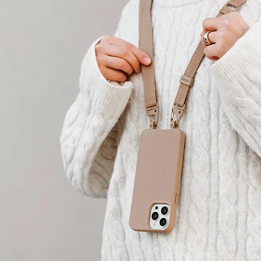 Еко-чохол з ремінцем Woodcessories Case with Strap Taupe Brown для iPhone 14 Pro купити