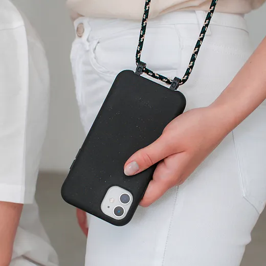Еко-чохол із шнурком Woodcessories Crossbody Case Taupe Brown для iPhone 14 | 13 стильний дизайн