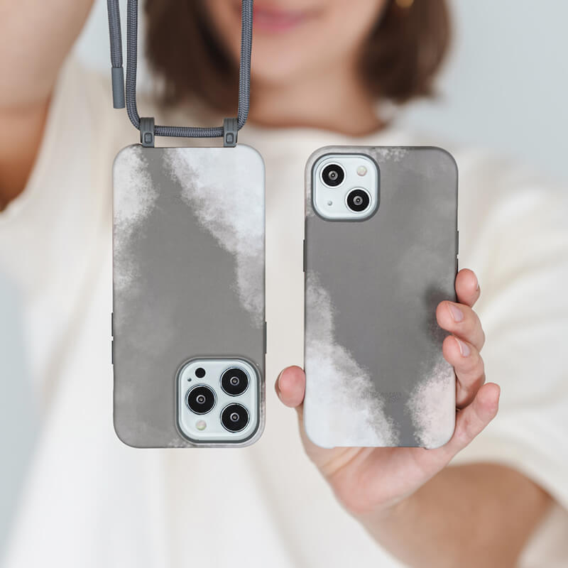 Ціна еко-чохла з ремінцем Woodcessories Crossbody Change Case Batic Anthracite Grey для iPhone 13