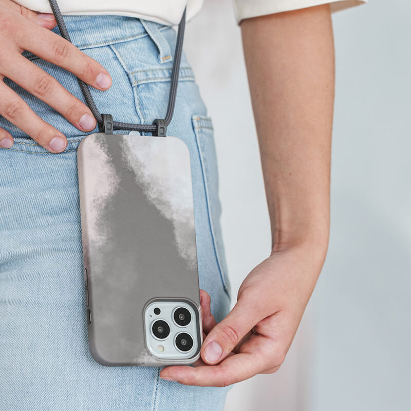 Ціна еко-чохла з ремінцем Woodcessories Crossbody Change Case Batic Anthracite Grey для iPhone 13 Pro