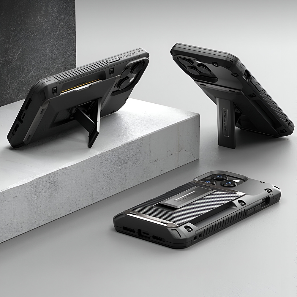 Противоударный чехол-кошелек VRS Design Damda Glide Hybrid Groove Black для iPhone 15