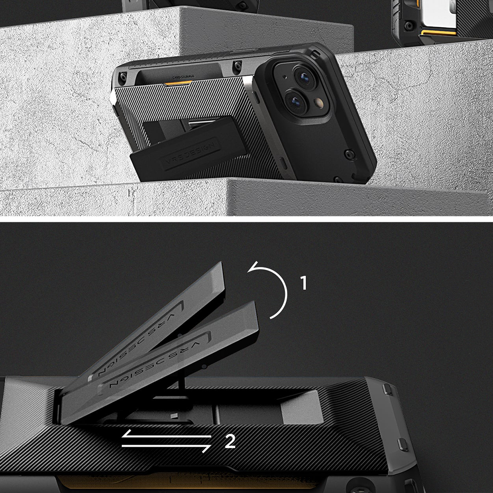 Противоударный чехол-кошелек VRS Design Damda Glide Hybrid Groove Black для iPhone 15